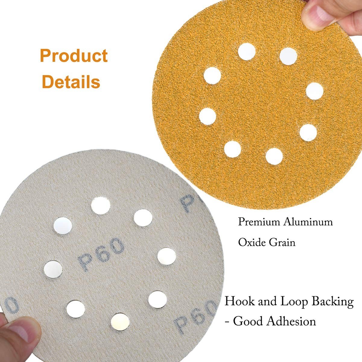 5-Inch 60-Grit Hook & Loop Sanding Discs, 100-Pack