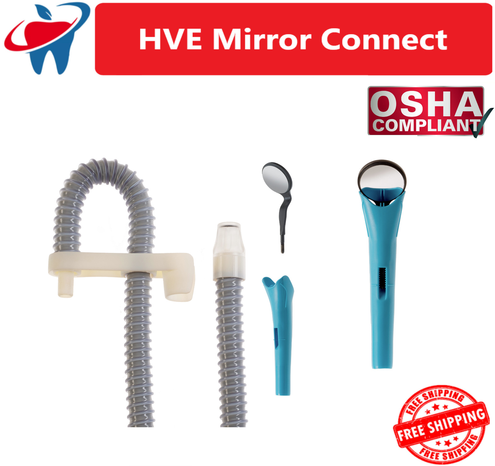 Hu-Friedy HVE Mirror Connect Kit & HVE Mirrors Dental, 25/50/bg  #5 Mirrors Head