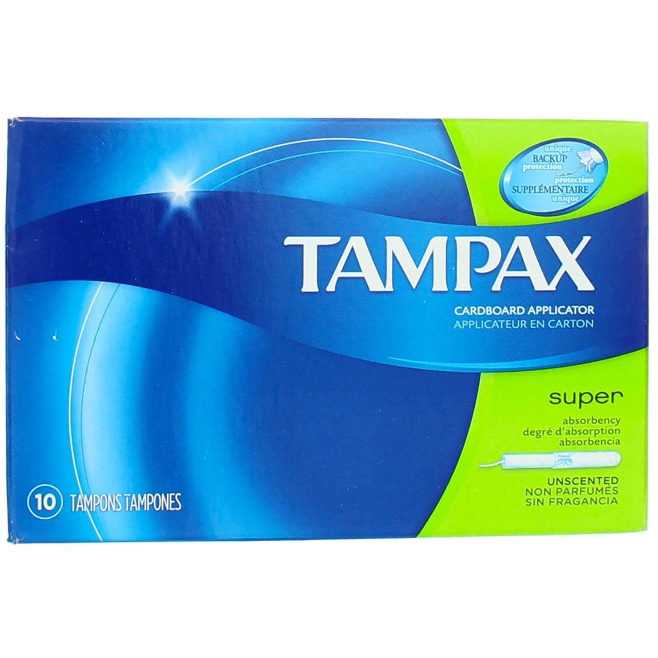 Tampax Cardboard Applicator Tampons, Super, 10/Box