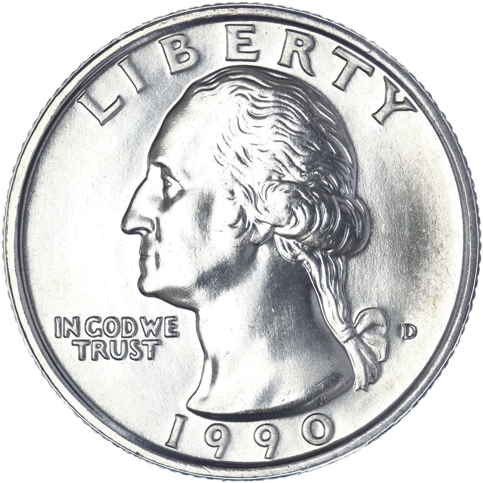 1990 D Washington Quarter Gem BU US Coin See Pics E071