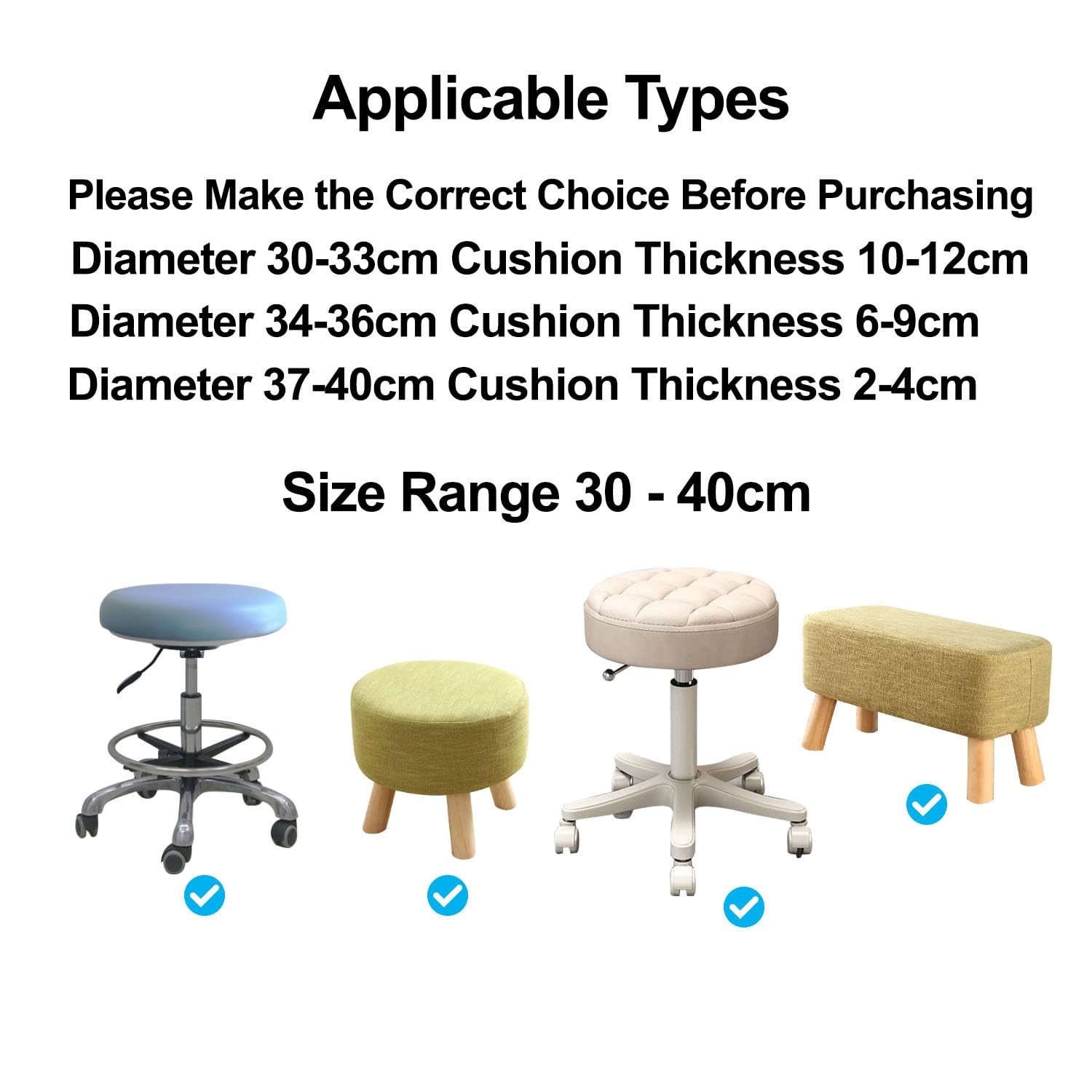 Stretch Stool Covers Round 12-16"/30-40cm Plaid Pattern Bar Stool Covers Roun...