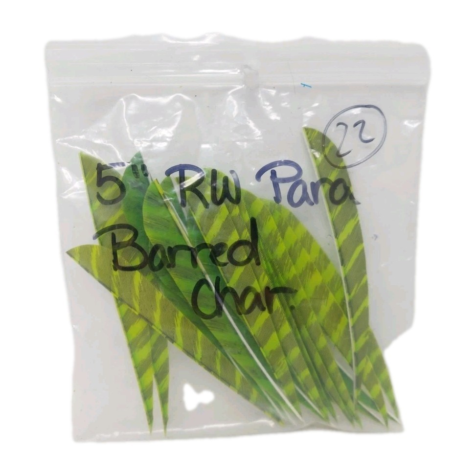 22 Count Archery Arrow Feathers 5" Right Wing: Barred Chartreuse Green