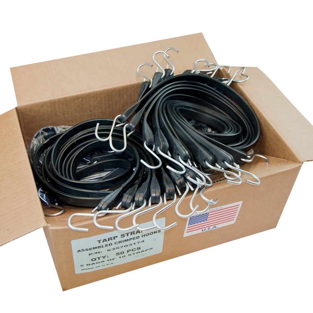 Universal Polymers USA Tarp Straps with Crimped Hooks - 41” - Box of 50