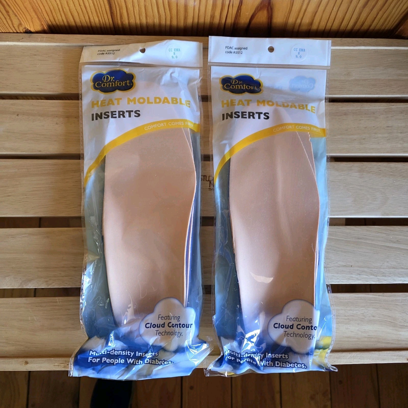 Dr Comfort Mens Shoe Inserts Heat Moldable Sz 9 Diabetes Foot Issues New 2 Pair