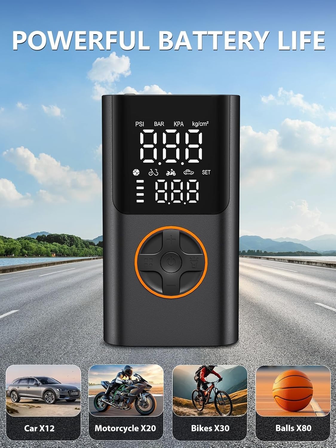150PSI Portable Tire Inflator & Air Compressor with USB & Auto Shut-Off