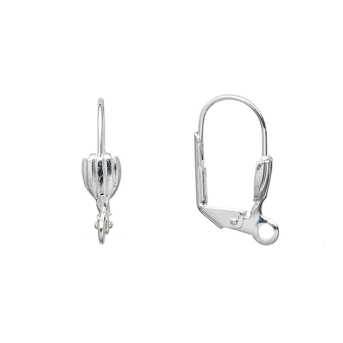 Silver Plated Leverback Shield Ear Hooks Earring Findings Earwires 10 pcs