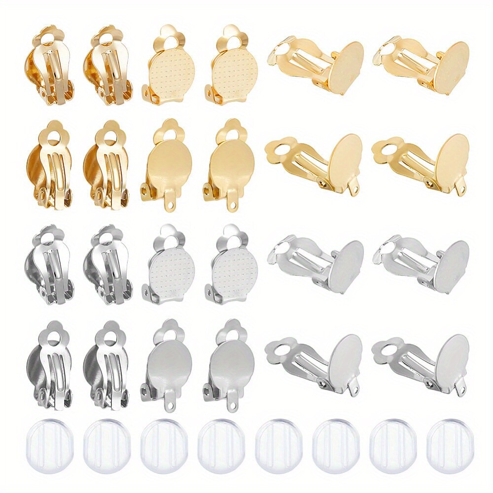 1Box 56Sets 4 Style 304 Stainless Steel Clip-on Earring Findings Clip on Earring