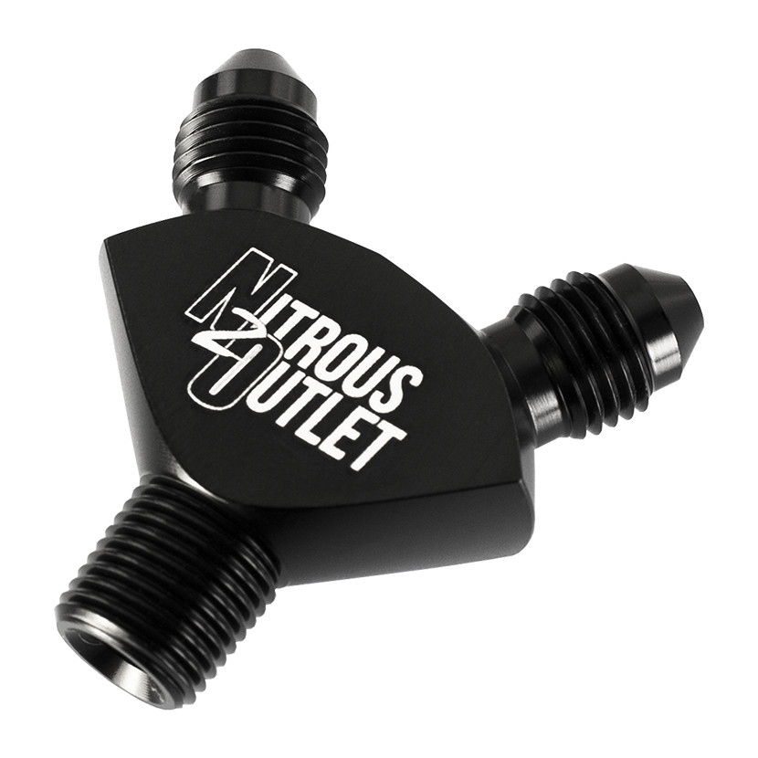 00-01712 Nitrous Outlet 1/8" NPT x -3AN x -3AN Y Fitting - Male/Male/Male