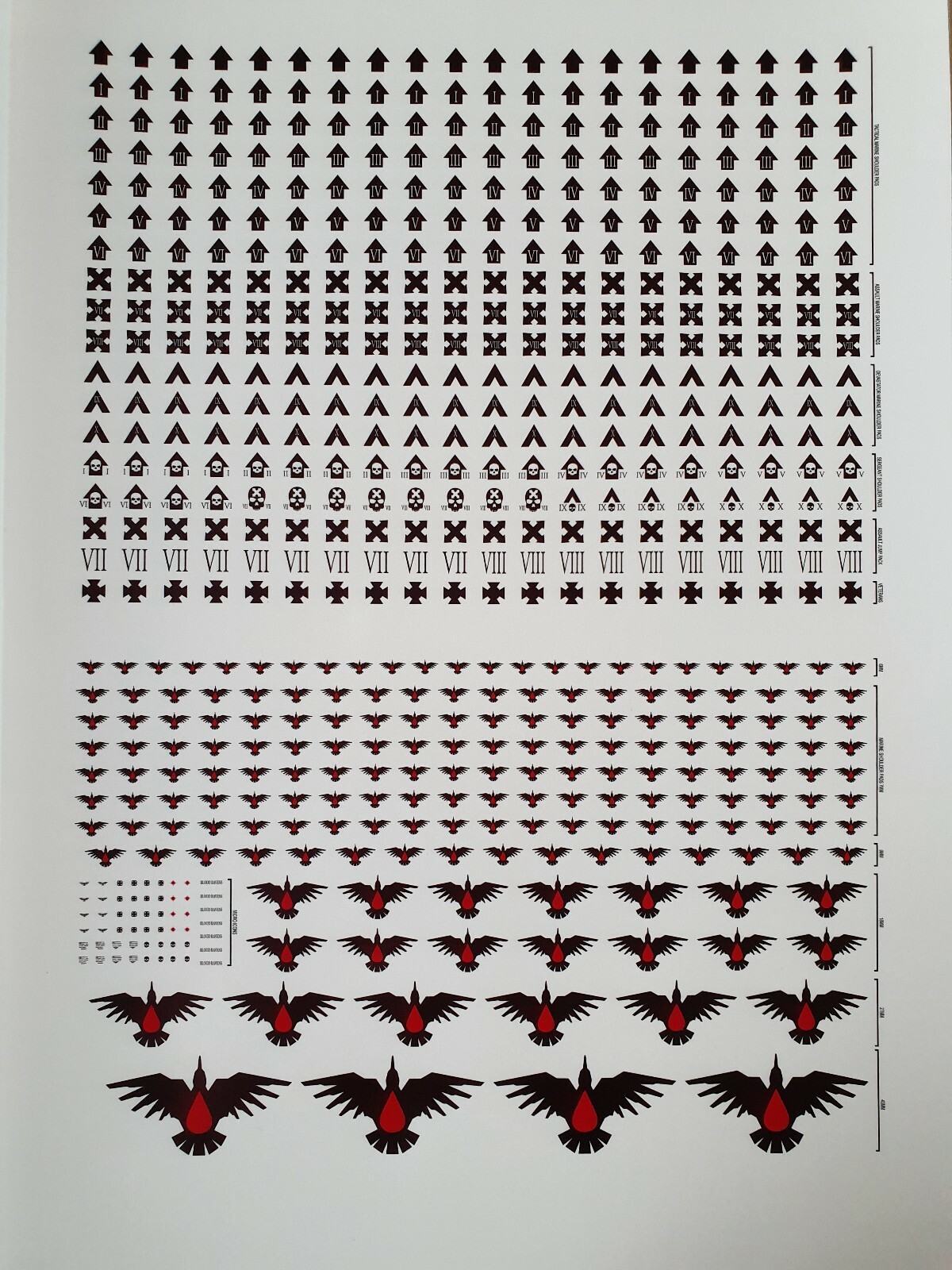 Space Marines Warhammer 40k Blood Ravens Transfer Decal Sheet