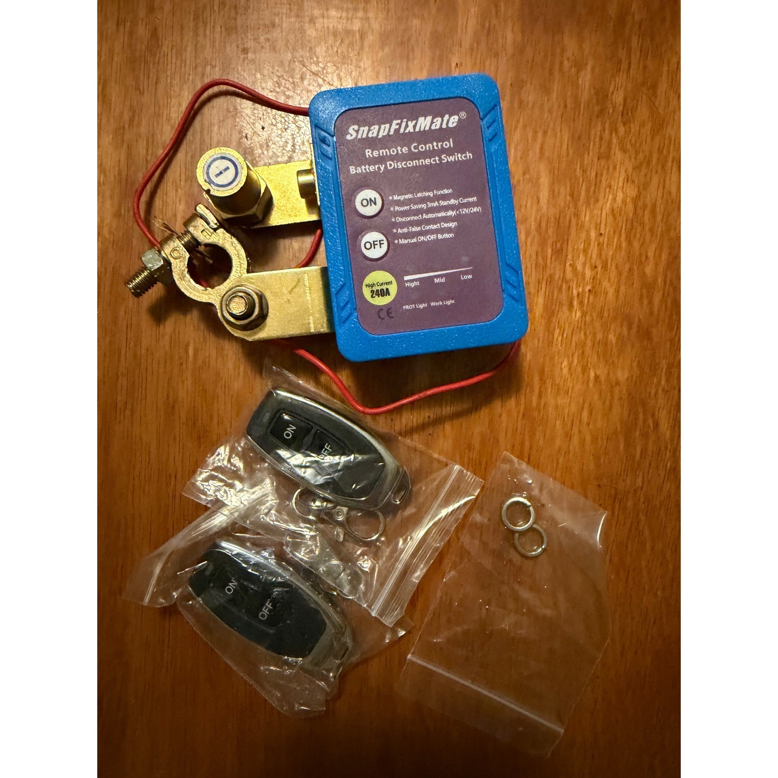 SnapFixMate 240A Remote ControlBattery Disconnect Switch 12V 24V Wireless 2 Fobs