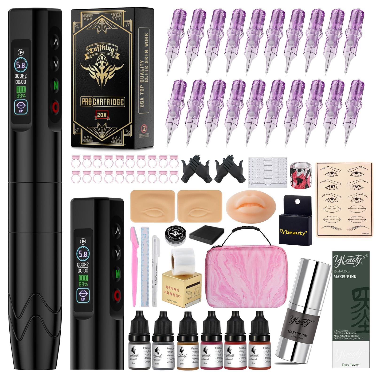 Ybeauty Eyebrow Tattoo Gun Microblading Kit Wireless Rotary Tattoo Pen Machine