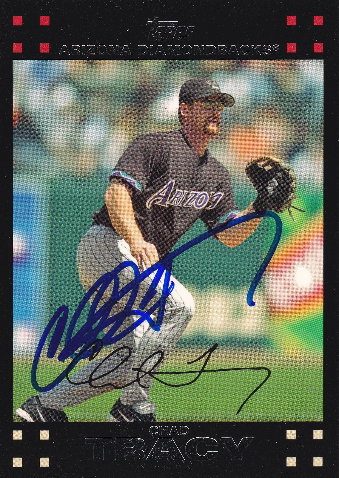 CHAD TRACY ARIZONA DIAMONDBACKS SIGNED TOPPS CARD NATIONALS CHICAGO CUBS MARLINS