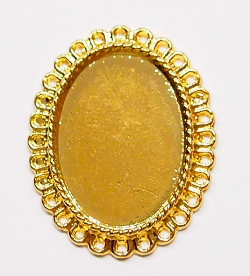 8 of 25x18 mm Horizontal /Vertical Gold Little Loops Pendant Settings 34x28mm