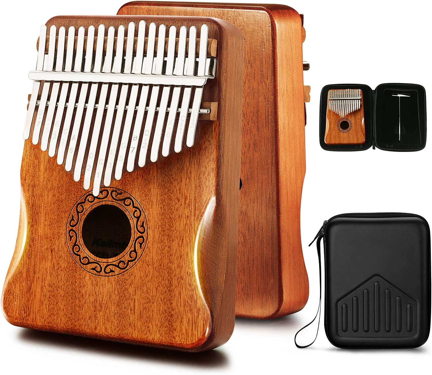 Kalimba Thumb Piano 17 Keys with Mahogany Wood,Mbira,Finger Piano Builts-In Wate