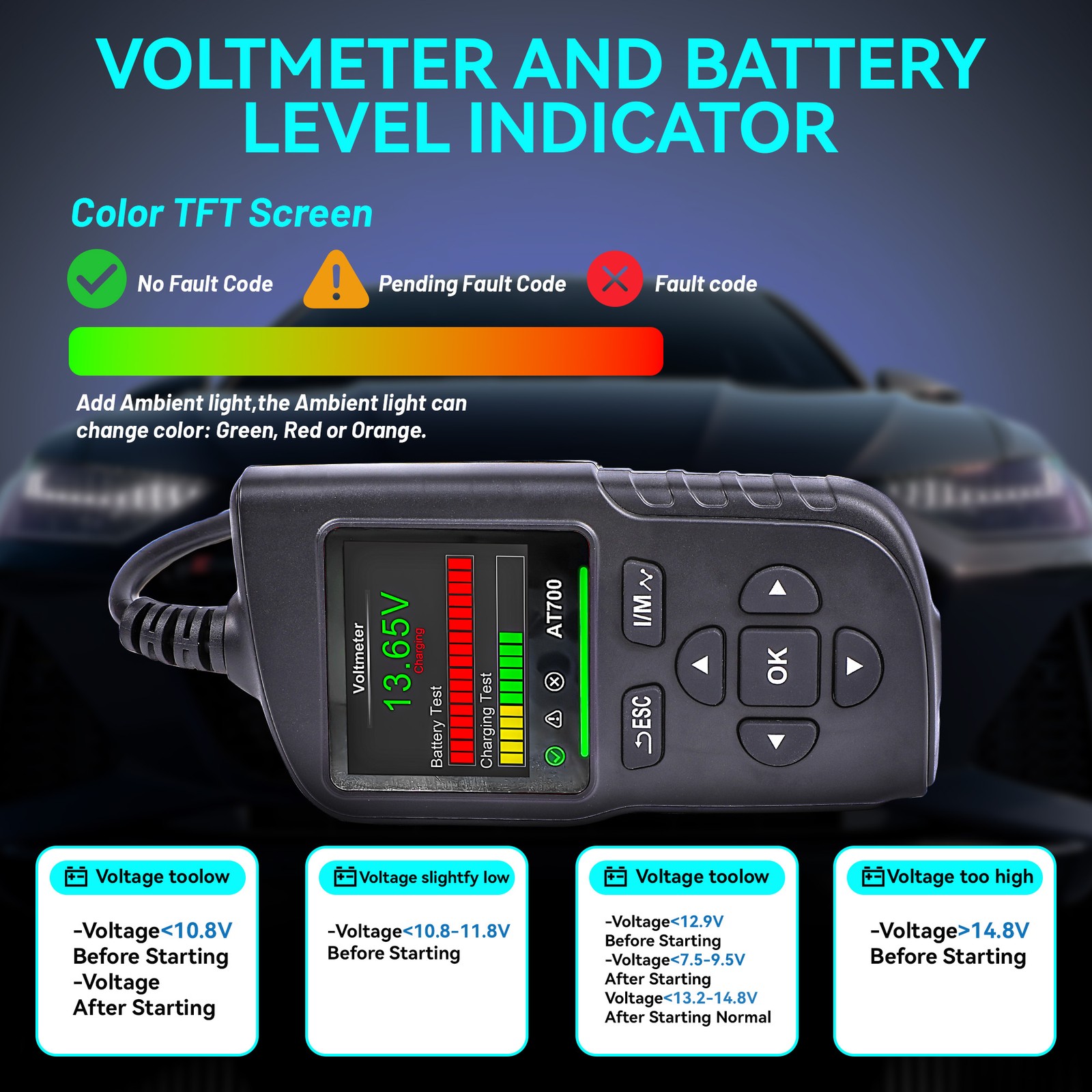 AT700 Scanner Code Reader Car Diagnostic Scan Tool Check Engine Fault US