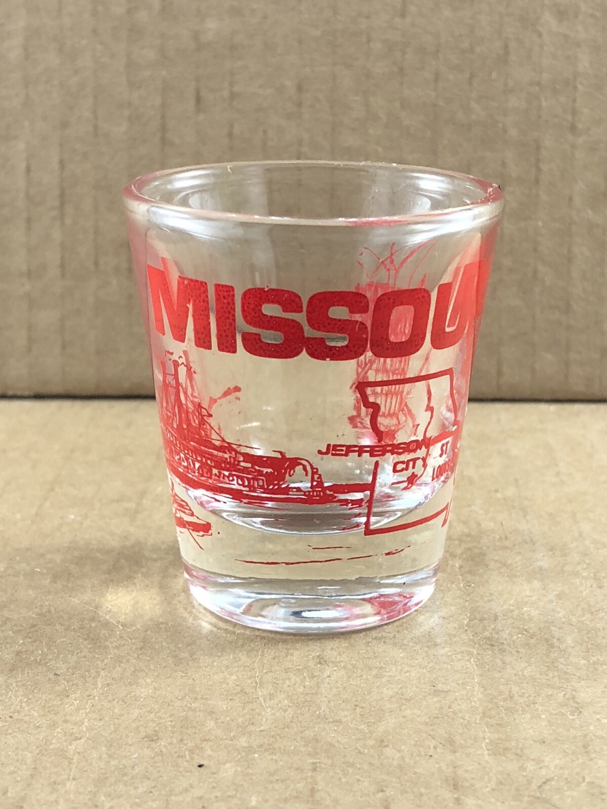 Missouri Riverboats shot glass, COMBINED SHIP $1 PER MULTIPLE