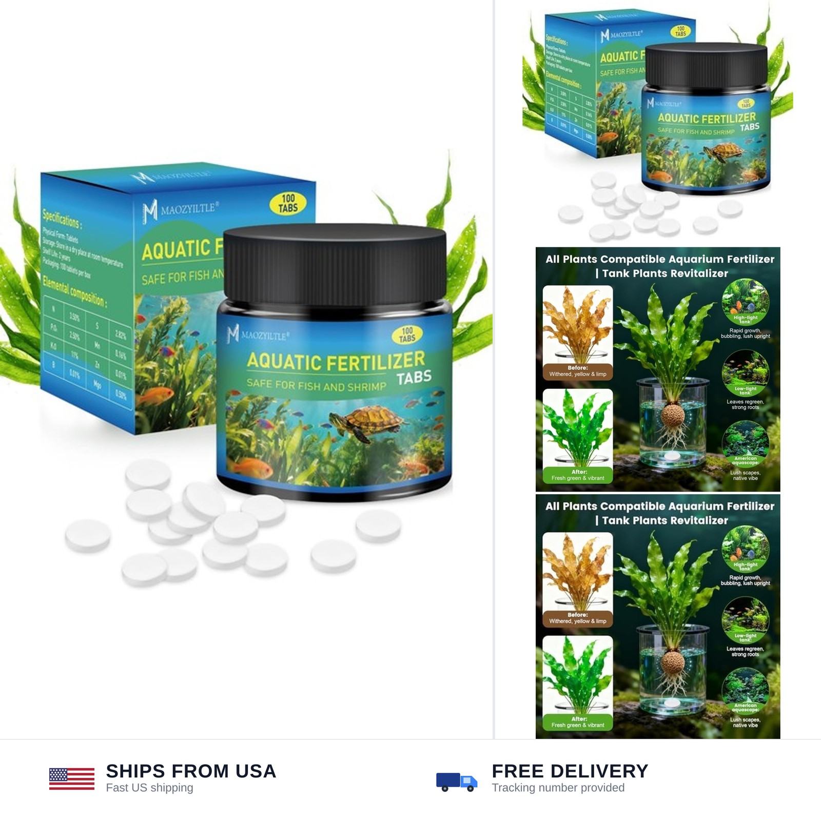 Root Tabs, Aquarium Plant Fertilizer, Aquarium Water Care Tabs, 100 Tabs Aqua...