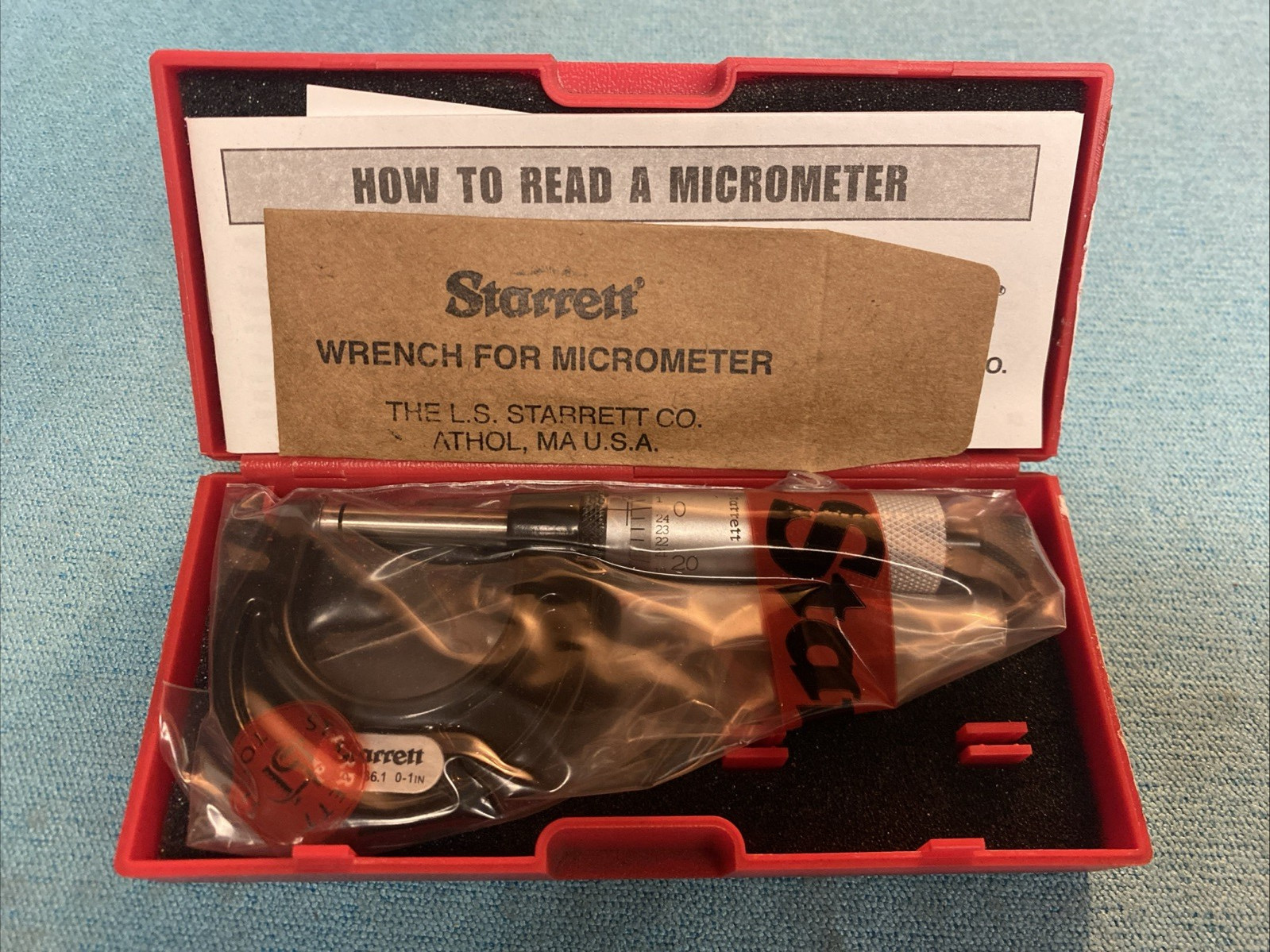STARRETT 436 1RL-2 001"  0-1" MICROMETER TOOLMAKER MACHINIST GRIND MILL LATHE