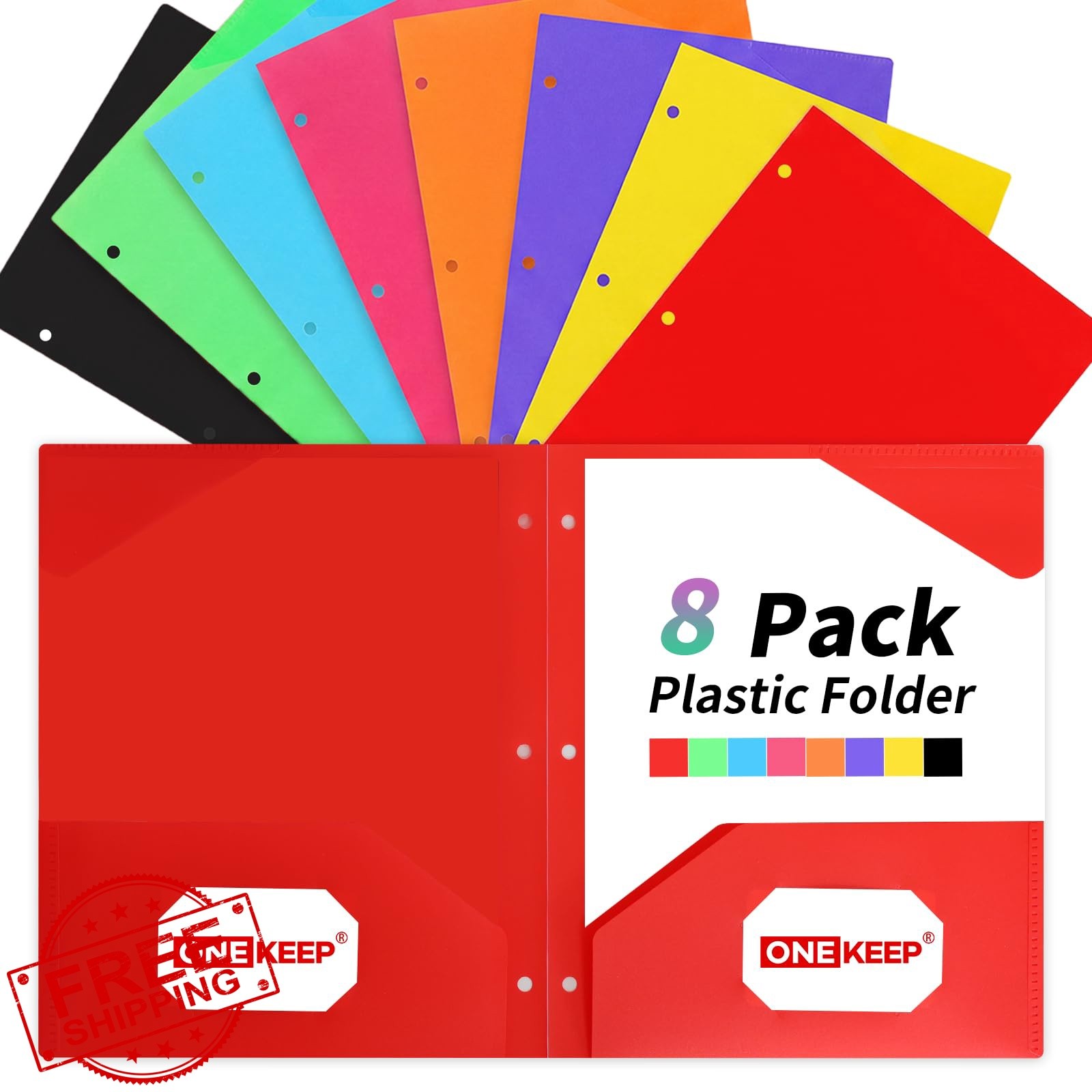 ONEKEEP 8 Pack Plastic Folders 2 Pocket