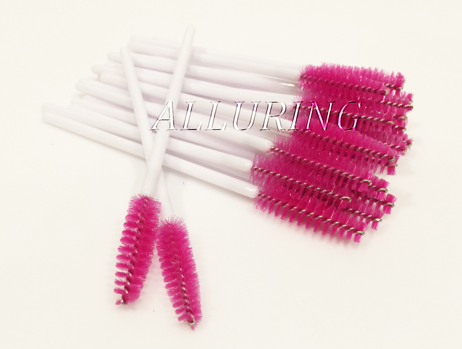 Eyelash Extension Disposable Mascara Wands Brushes Magenta ( white handles )