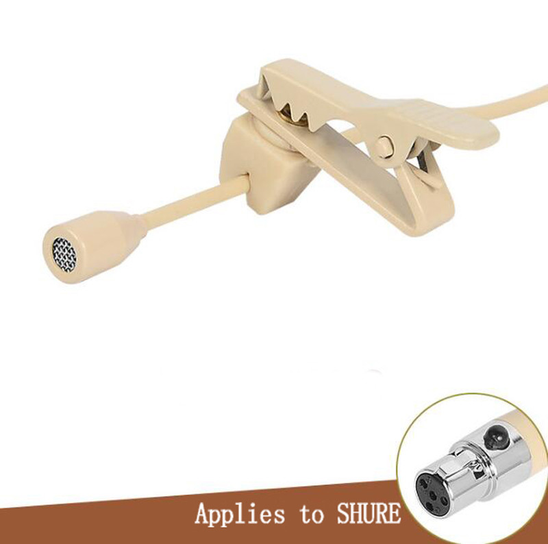 Skin Mini XLR 4 Pin TA4F Condenser Lavalier Microphone For SHURE Wireless System