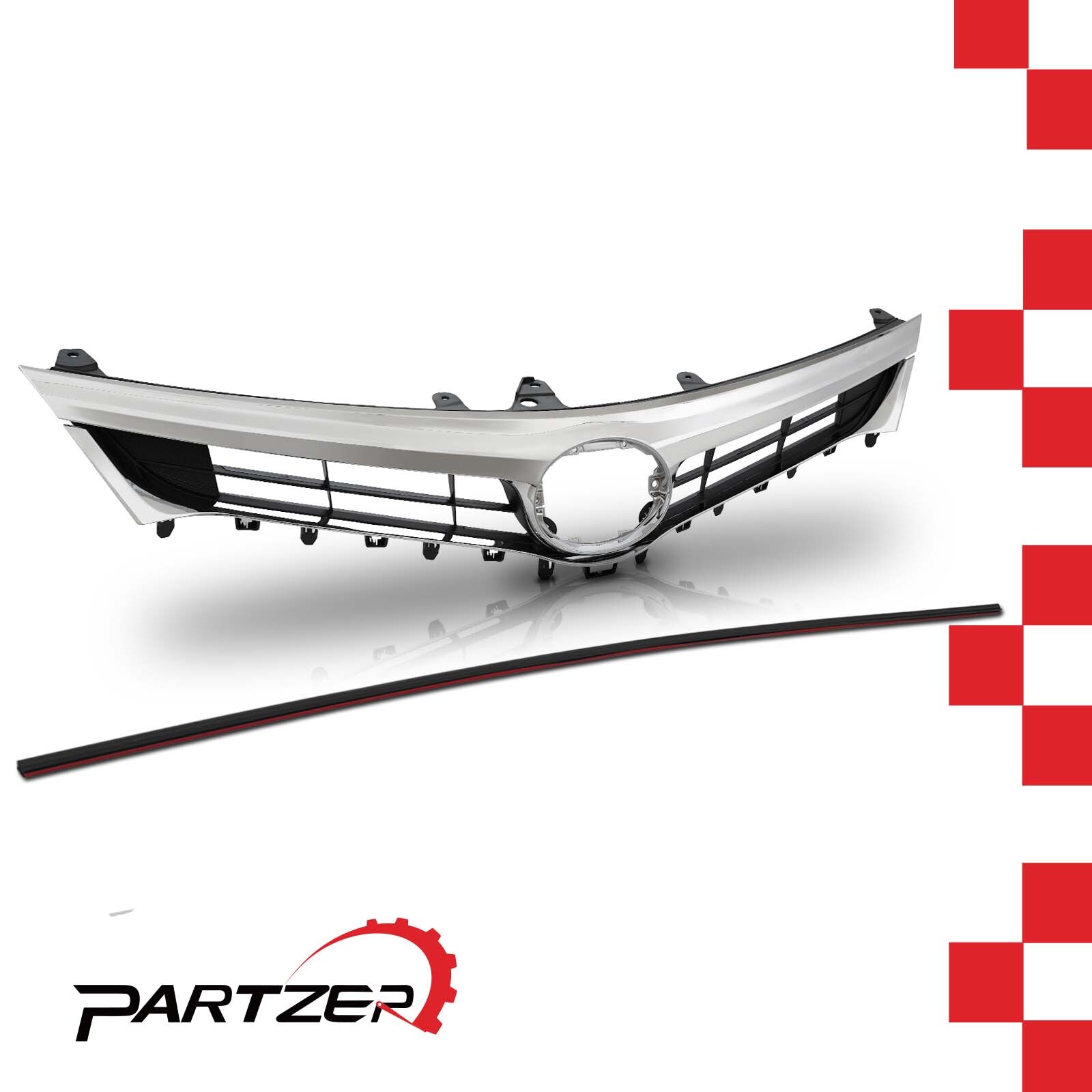 Front Bumper Upper Grille Fits For 2013-2015 Toyota Avalon Chrome Mesh Grill