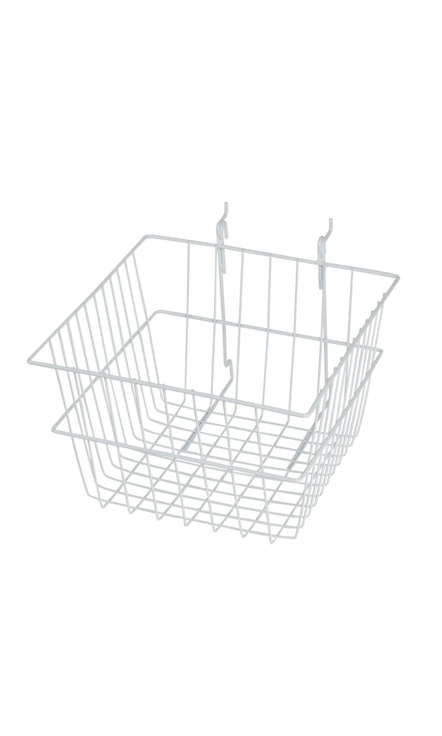 Lot of 6 Wire Baskets White Grid Slatwall & Wire Grid 12" x 12" x 8" Powder Coat