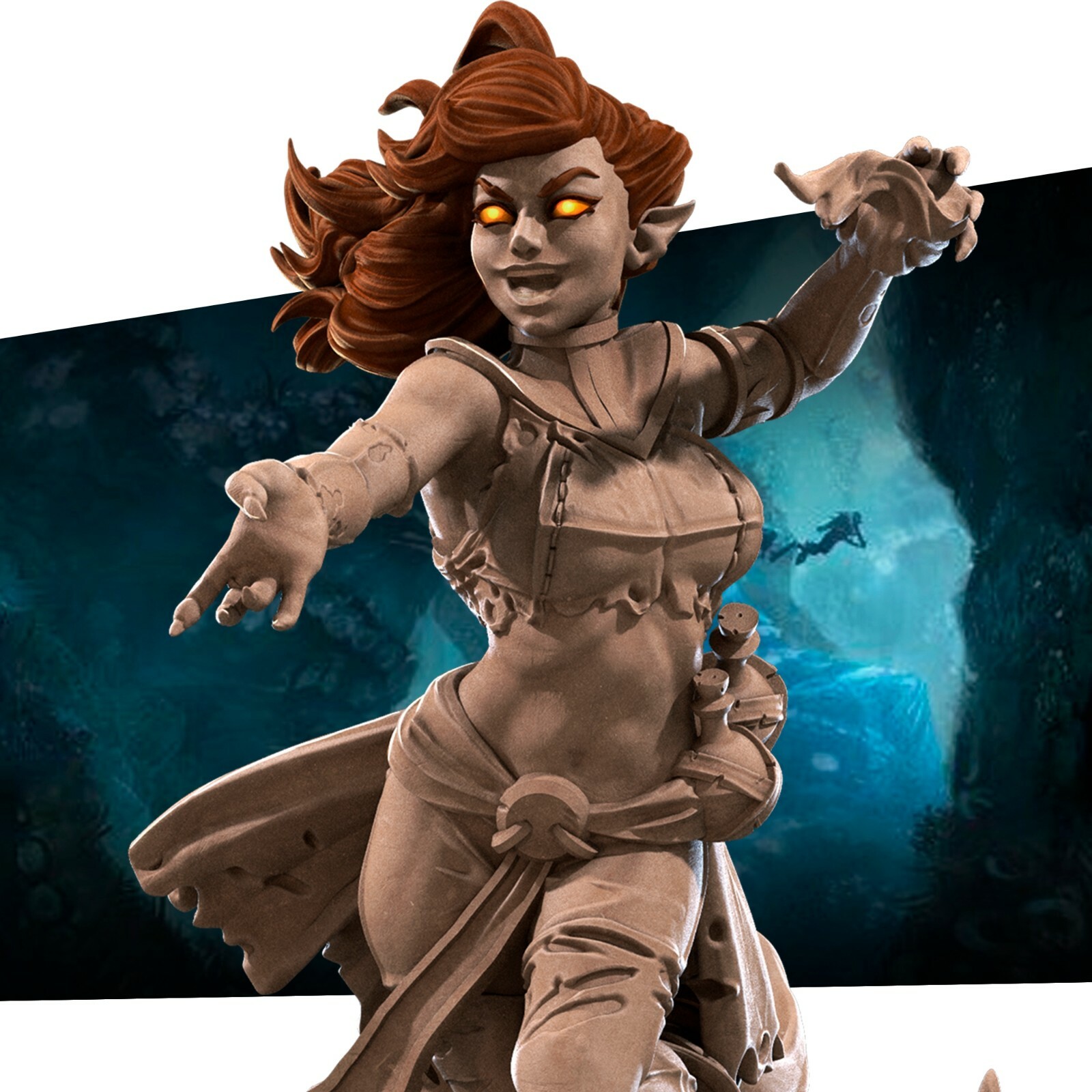 Alchemist Artificer Pinup Ember - Bite the Bullet - 32mm Fantasy D&D Miniature