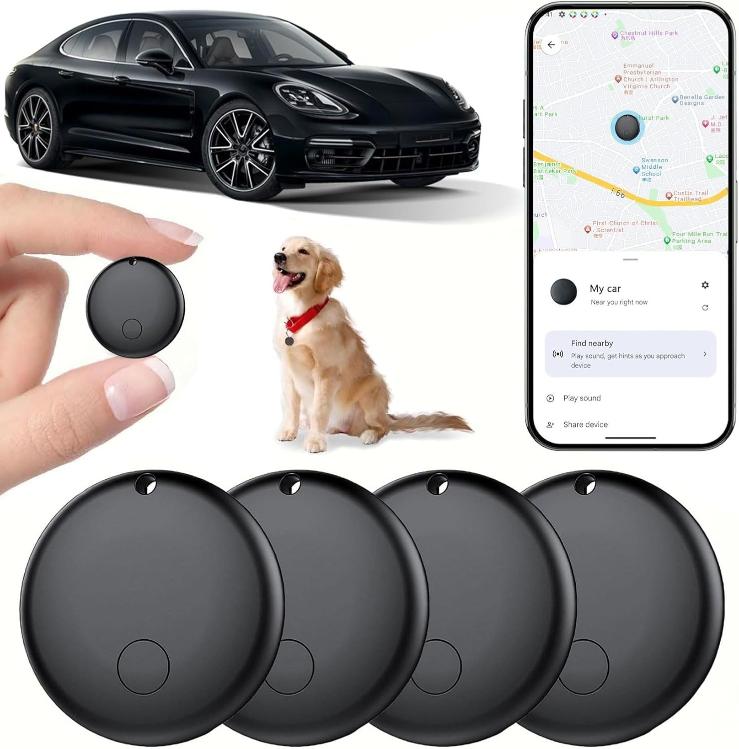 2-Pack Real-Time Vehicle & Pet GPS Tracker - No Monthly Fees, Android Compatible