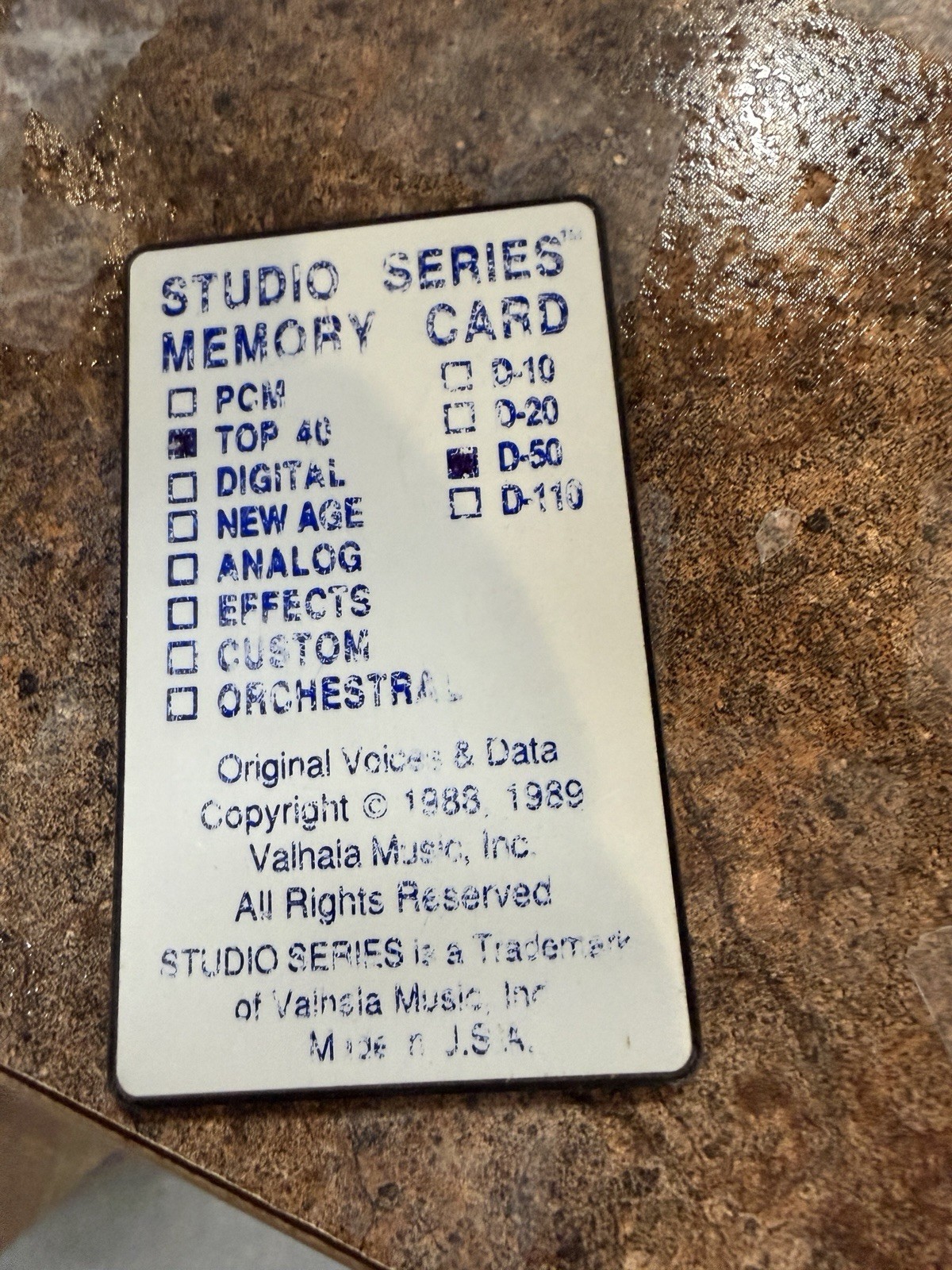 studio series memory card for roland d-50