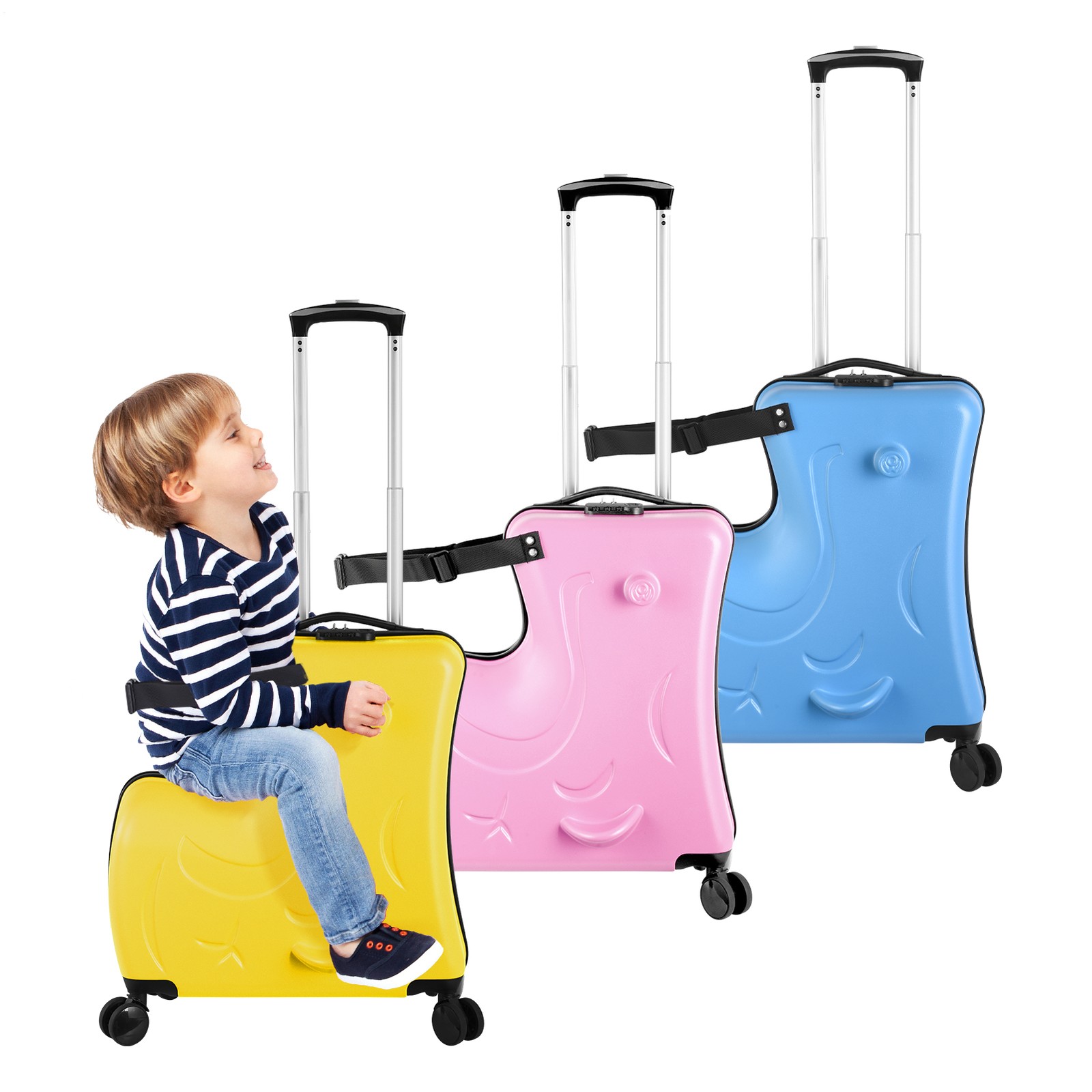 20/24" Spinner Luggage Kids Ride-On Roll Suitcase Luggage Bags Wheeled Trolley N