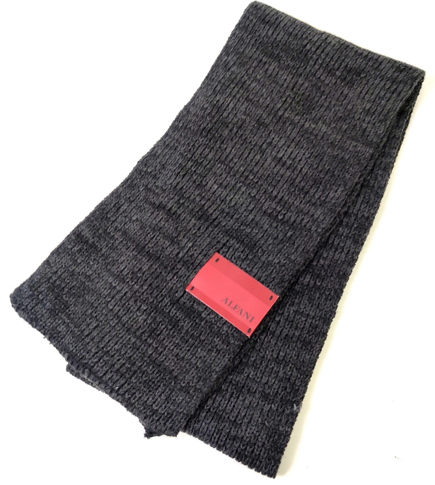 NWT 8.5"x70" Alfani BLACK GRAY 100%ACRYLIC KNIT SOFT MEN'S SCARF (J1
