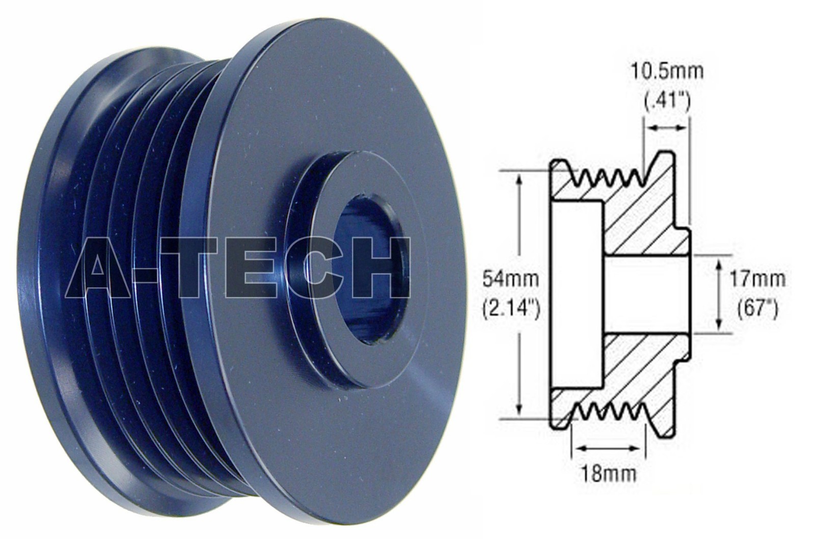 Alternator 5 Groove Serpentine Pulley for Delco 10SI 54mm Rib OD, 17mm ID
