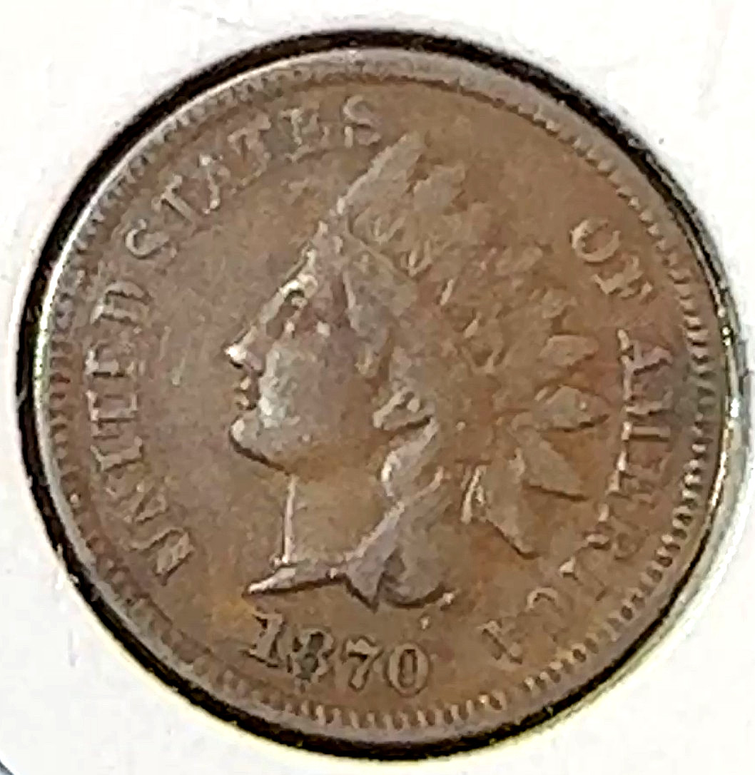 1870 Indian Cent Nice Original VF+ CHRC
