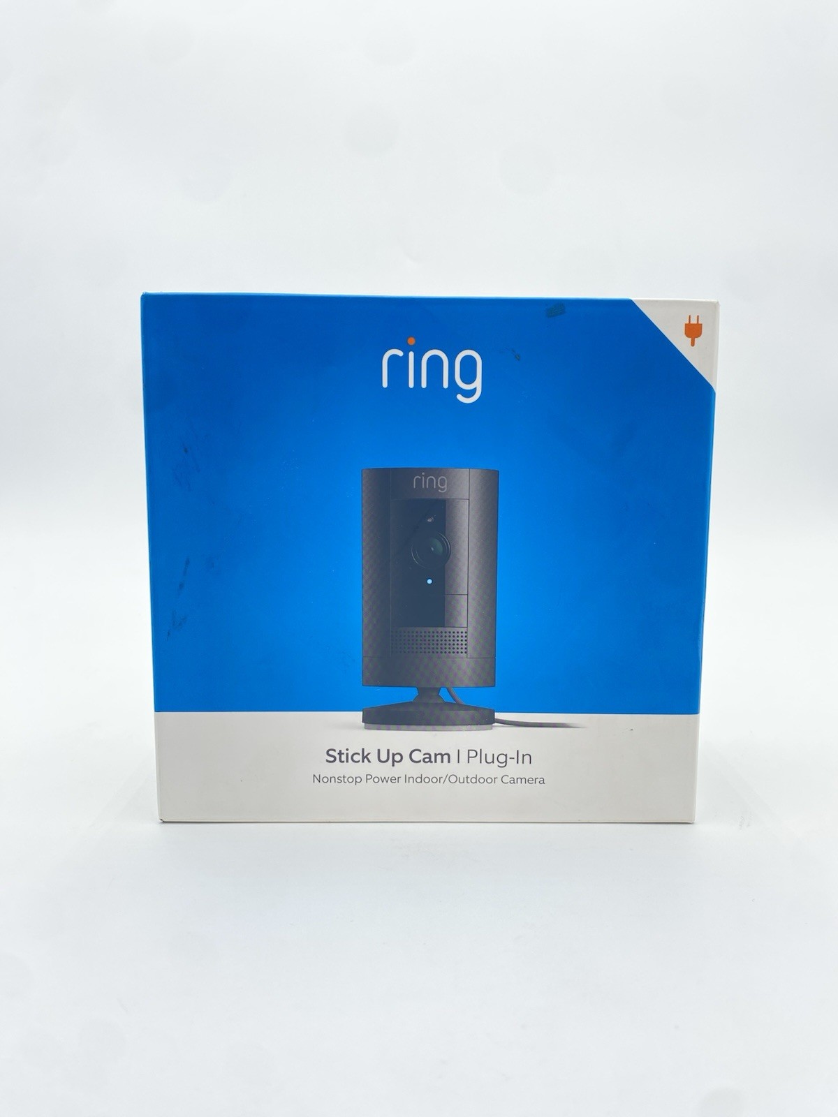 Ring Stick Up Cam Plug-in Wired Indoor/Outdoor Camera Blk Night Vision NEW