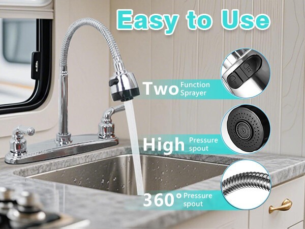 360° Chrome Kitchen Faucet Sink Mixer Pull Down Sprayer Single Handle Plastic