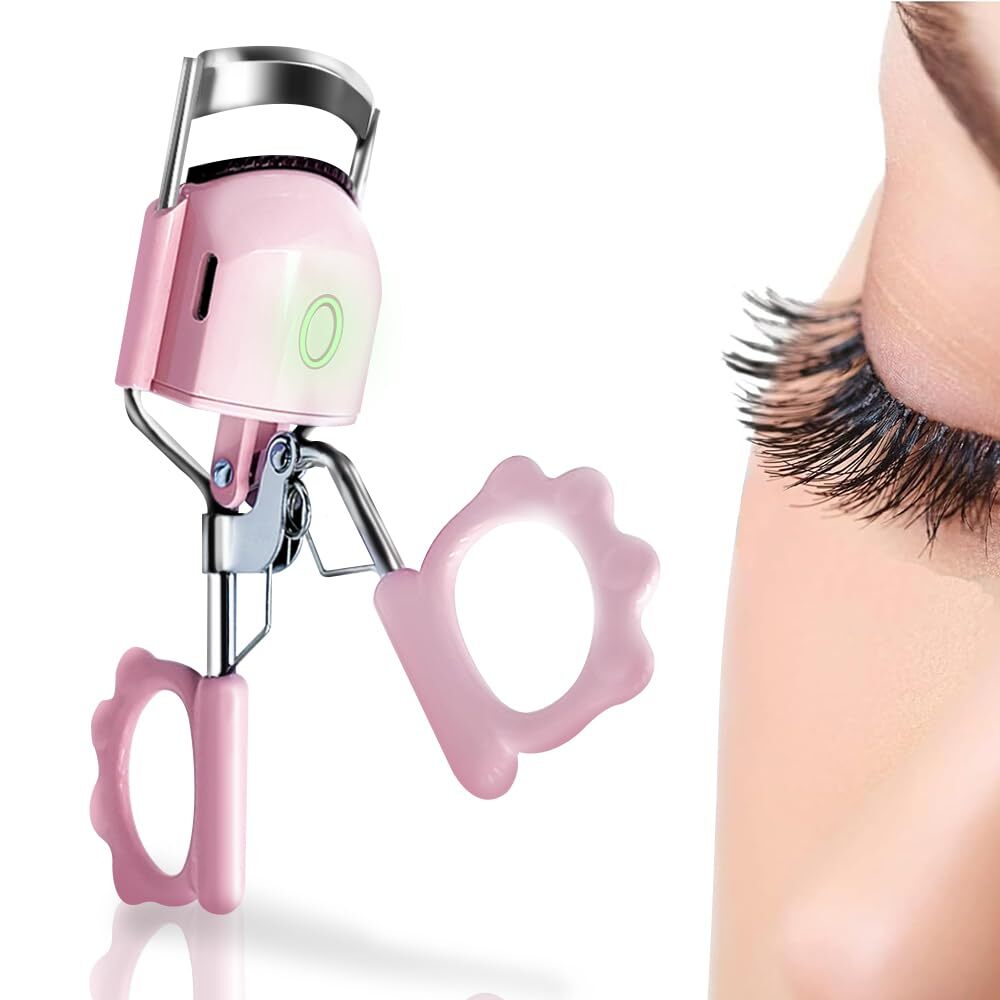 Heated Eyelash Curler w/ Comb USB Rechargeable Silicone Pad Long-Lasting