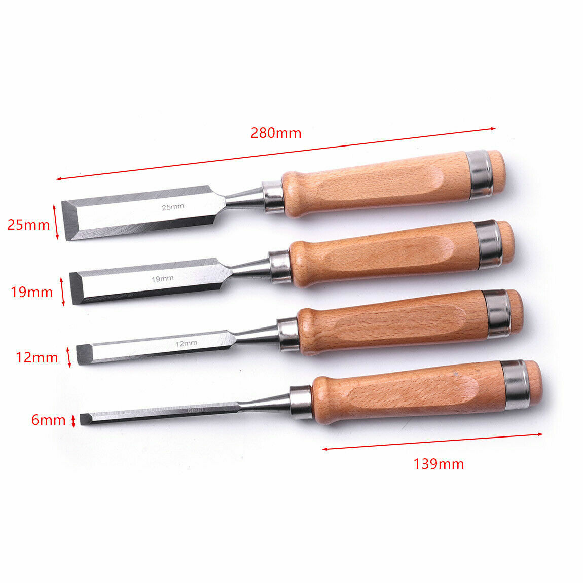 6/12/19/25mm Chrome Vanadium Steel Woodworking Chisels Wood Carve Gouge Chisel