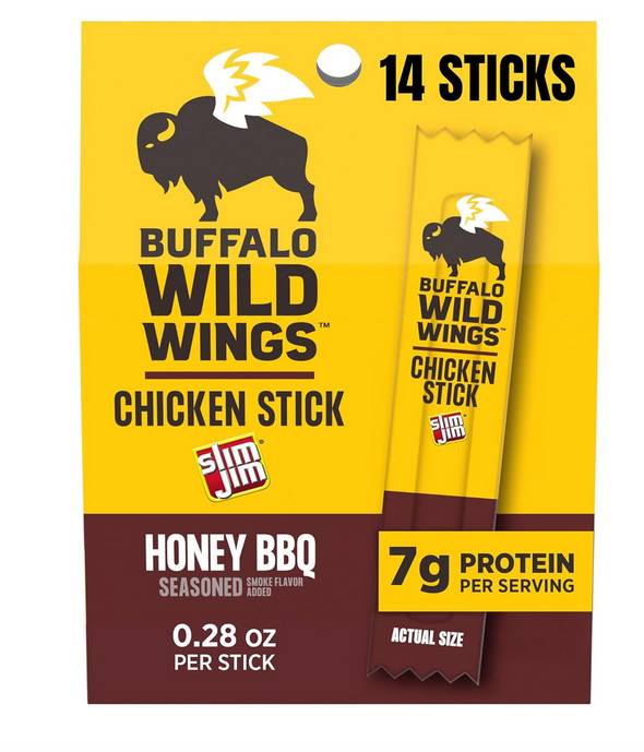 Slim Jim Chicken Sticks, Buffalo Wild Wings Honey BBQ Seasoned 0.28 oz. (14 Coun