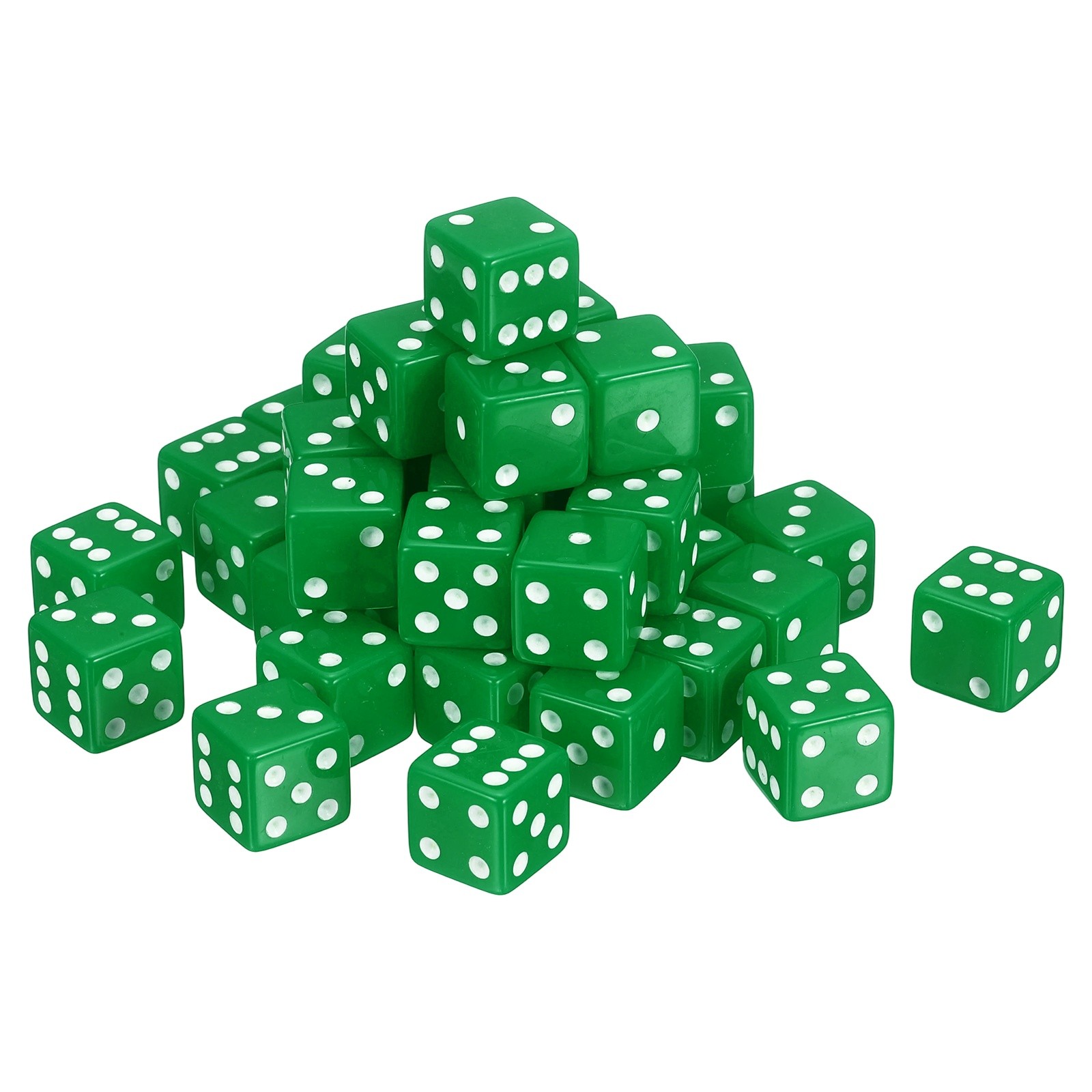 36Pcs, 6 Sided Acrylic Dice 19mm/0.75" Large D6 Opaque Game Dice Sets Green