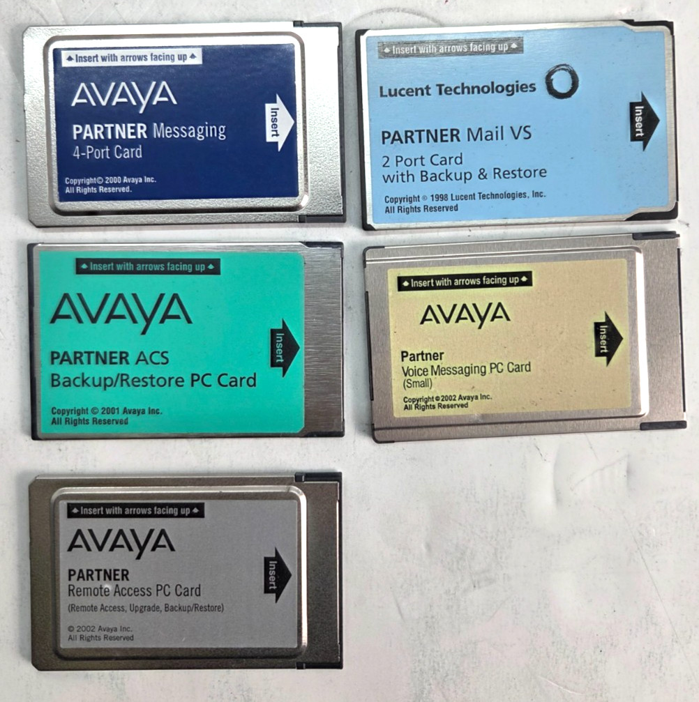Avaya / Lucent Partner Messaging & Backup PC Card Lot of 5