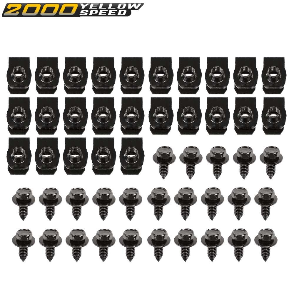Fender Bolts & U Nuts 5/16-18 x 7/8" x 3/4" Washer 1/2" Hex Head Kit Body 50pcs