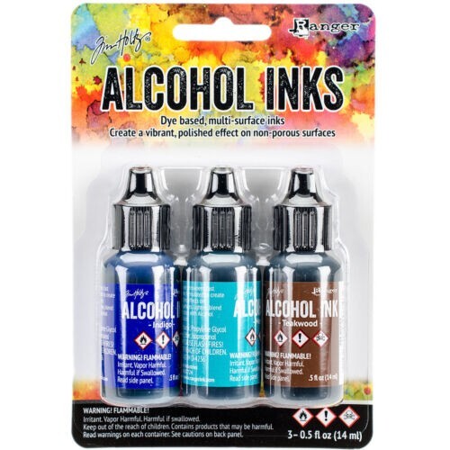 Tim Holtz Alcohol Ink .5oz 3/Pkg Mariner-Indigo/Mermaid/Teakwood  new