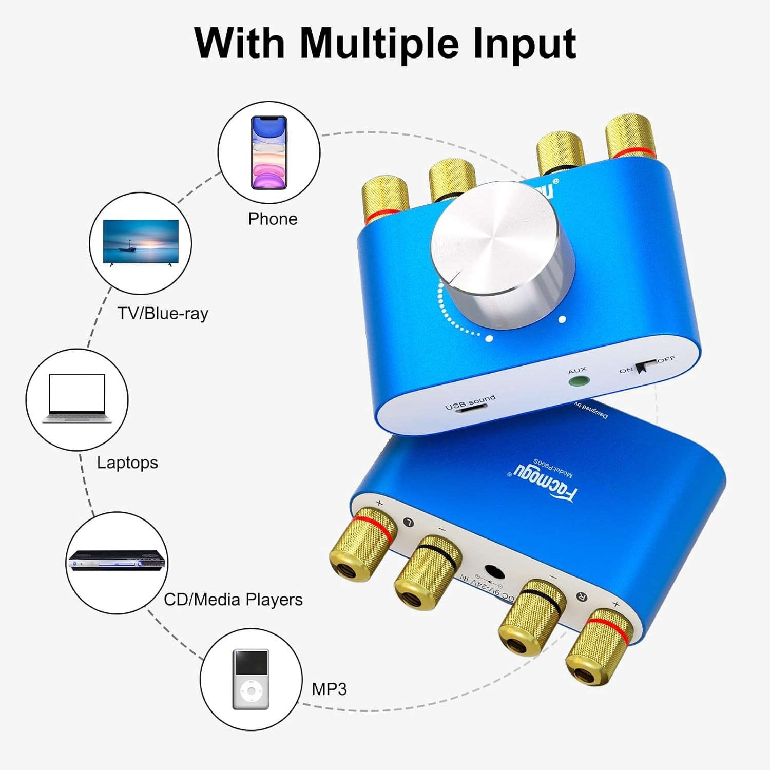 Compact F900S 160W Bluetooth Amplifier - Crystal-Clear 2x80W Sound Experience