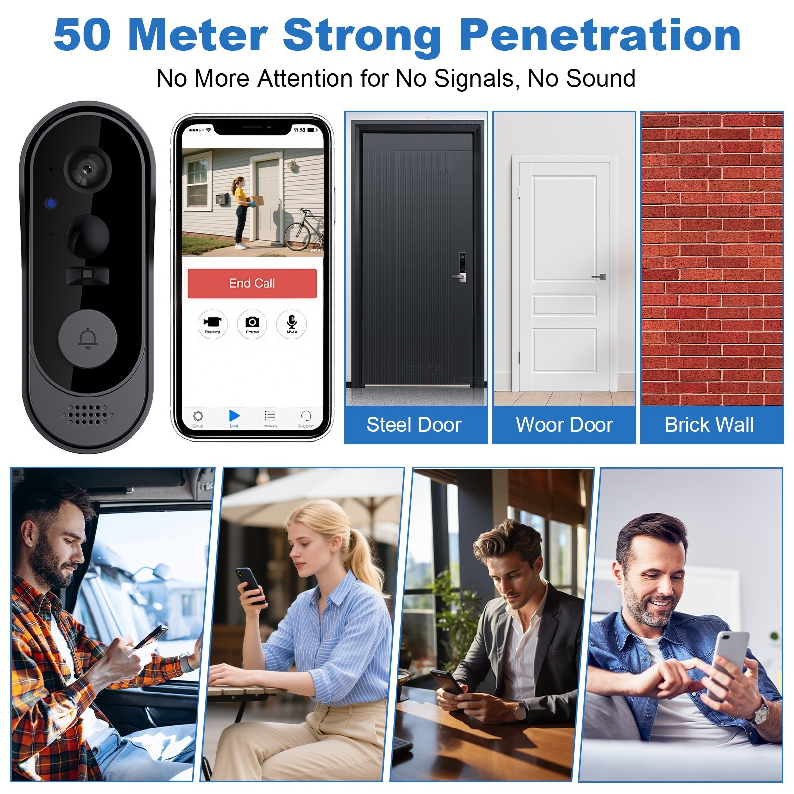 Smart Wireless WiFi Doorbell Camera Phone Door Ring Video Intercom Security Bell