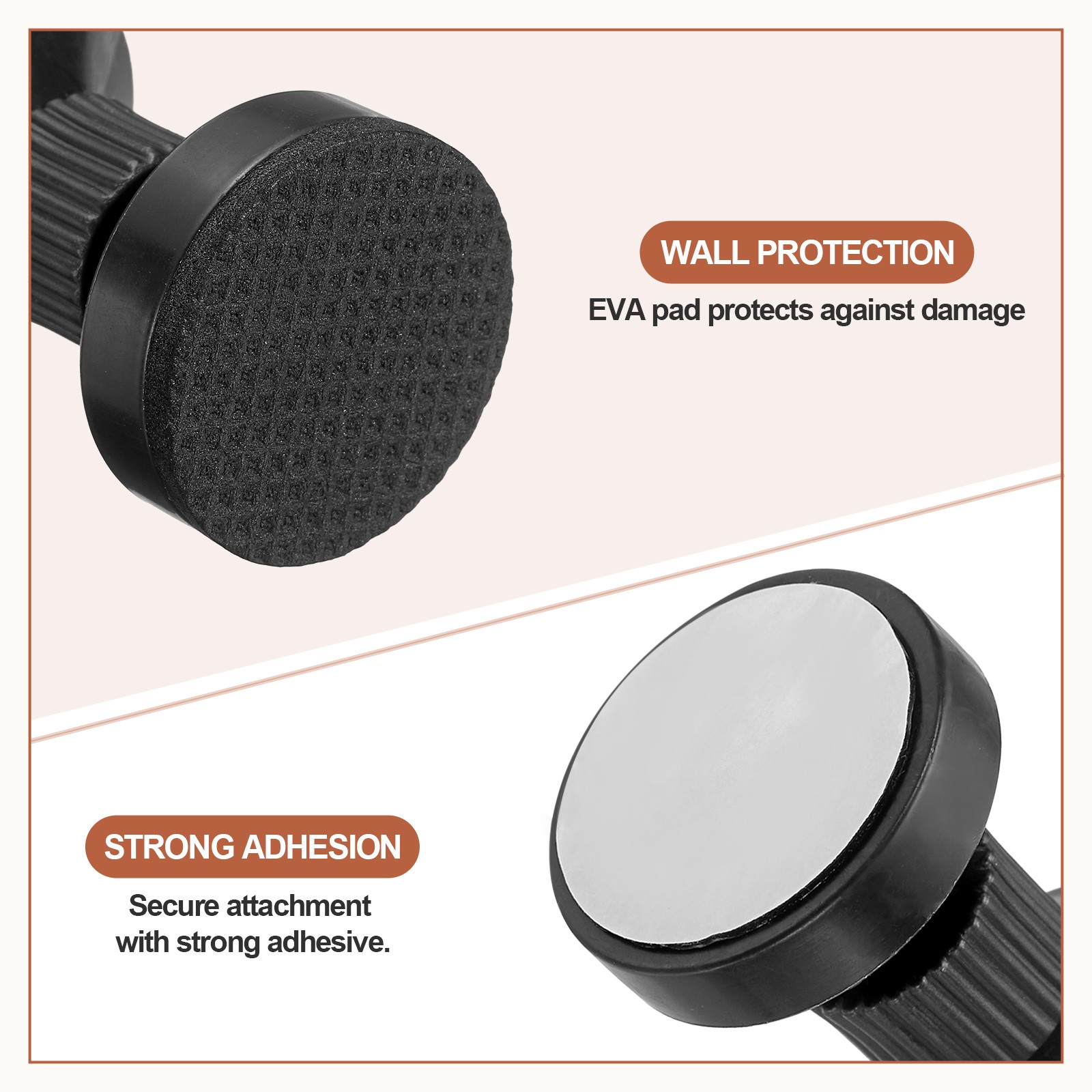 4 Pcs Headboard Stoppers, 2.64 Inch Adjustable Threaded Bed Frame Tool, Black