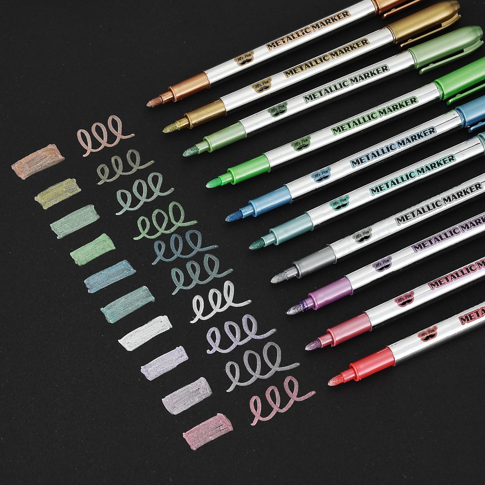 Mr. Pen- Metallic Paint Markers, 10 Colors, 1 Count (Pack of 10), Assorted