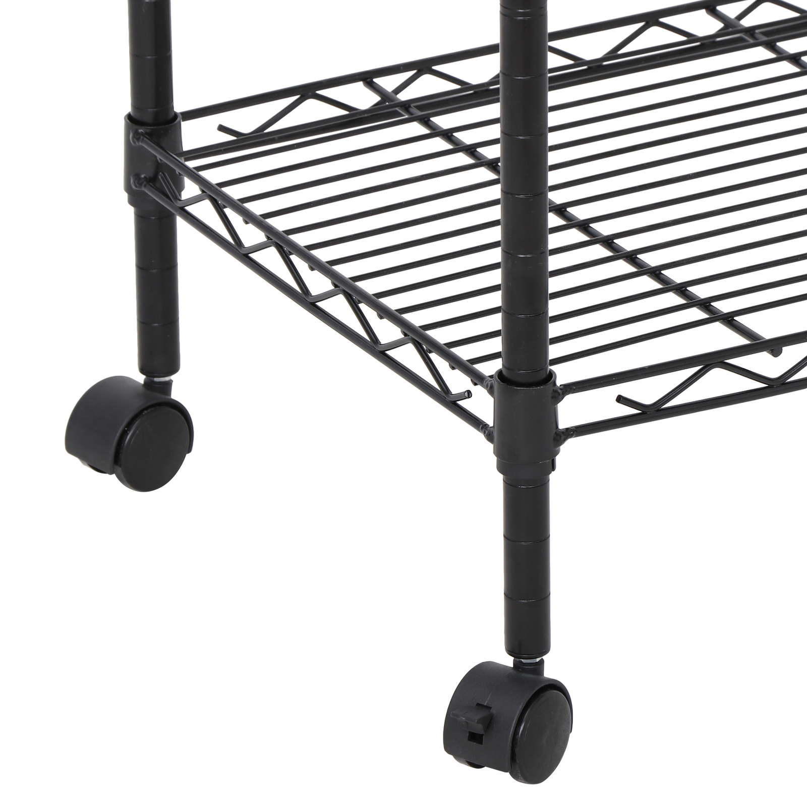 Unit Shelving Metal 3 Tier Wire Rack Organizer Adjustable Shelve with 4 Wheels