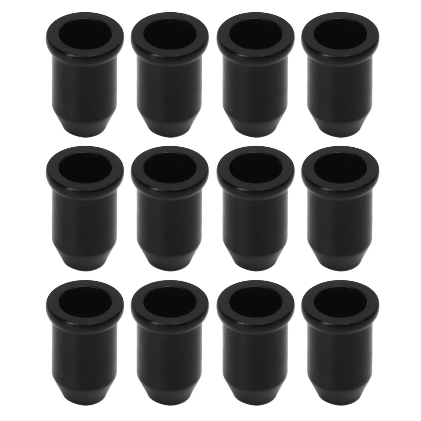 (Black)12x Guitar Ferrules String Cap Mounting Buckle Through Body Bushing ECA
