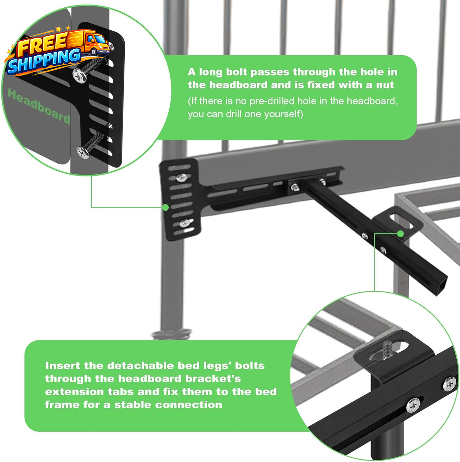 2Pcs Adjustable Headboard Brackets Universal Headboard Bracket Bed Extension